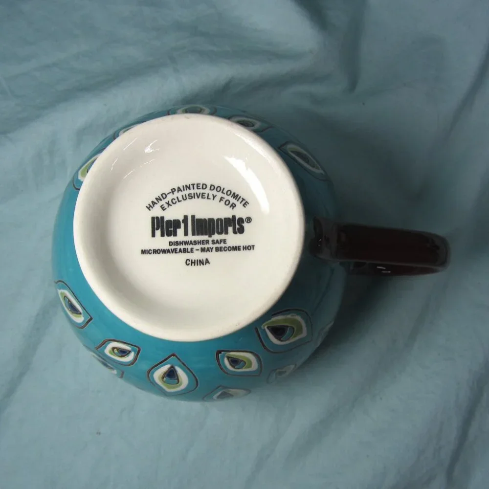 *BOGO mugs* 18 oz mug peacock feather design pier 1 (w2501)